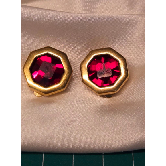 Women's Swarovski Clip Earrings Red Gold - Picture 6 of 9